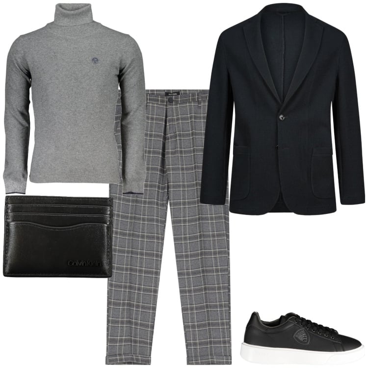 Outfit uomo - Total look #2022762. Stile Trendy per Tutti i giorni. Abbinamento con pantaloni, giacche, maglieria, portafogli, sneakers.