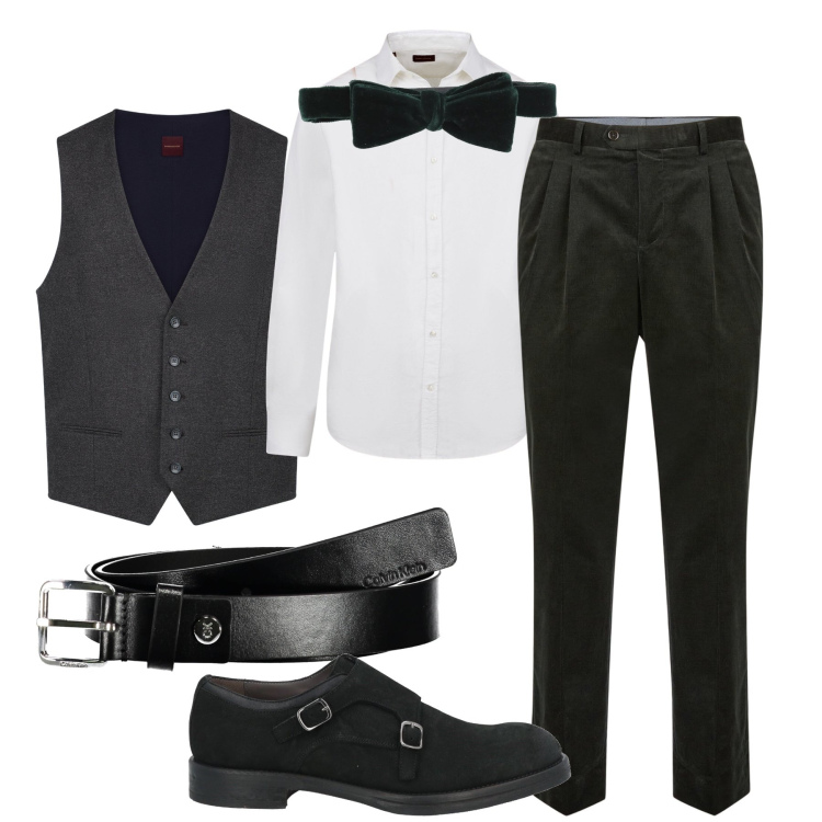 Outfit uomo - Il papillon. Stile Business/Elegante per Serata speciale. Abbinamento con scarpe stringate, cravatte, pantaloni, gilet, camicie, cinture.