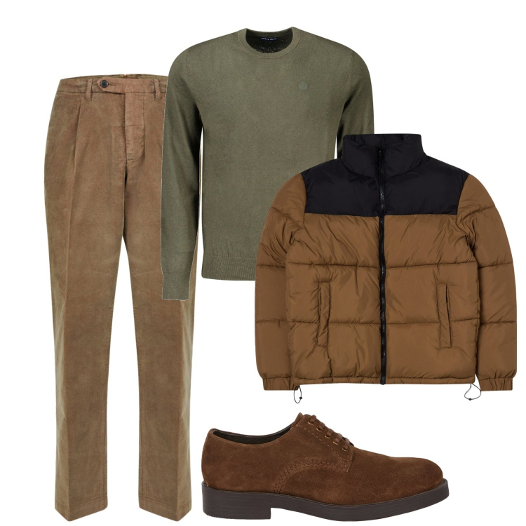 Outfit uomo - Total look #2023007. Stile Urban per Tutti i giorni. Abbinamento con giacche, pantaloni, maglieria, scarpe stringate.