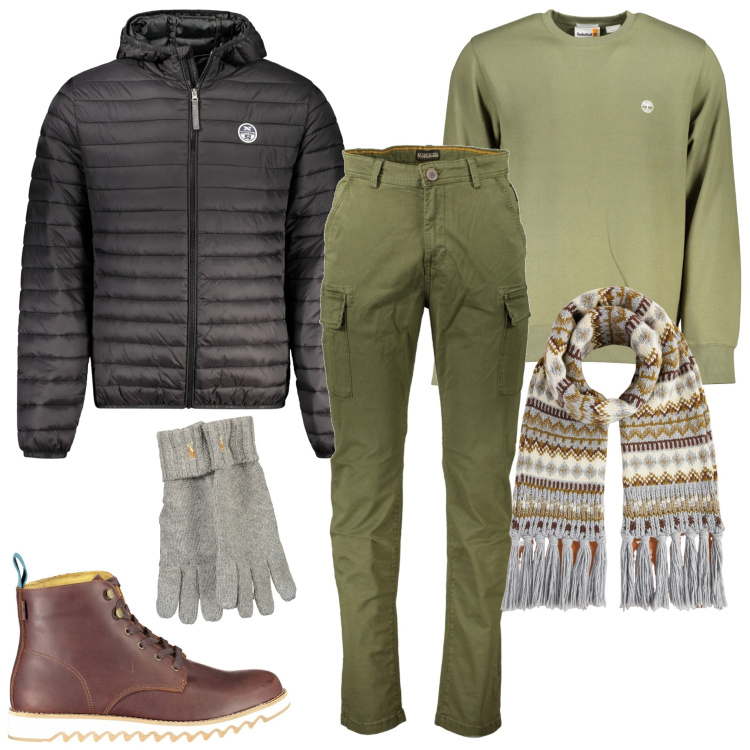 Outfit uomo - Pantaloni cargo. Stile Urban per Tutti i giorni. Abbinamento con sciarpe, felpe, pantaloni, giacche, stivali, guanti.