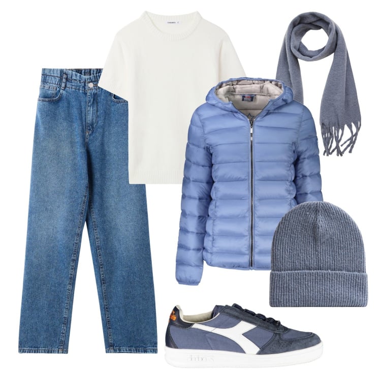 Outfit donna - Vado di fretta !. Stile Casual per Tutti i giorni. Abbinamento con jeans, berretti, cardigans, sciarpe, blazer, sneakers.