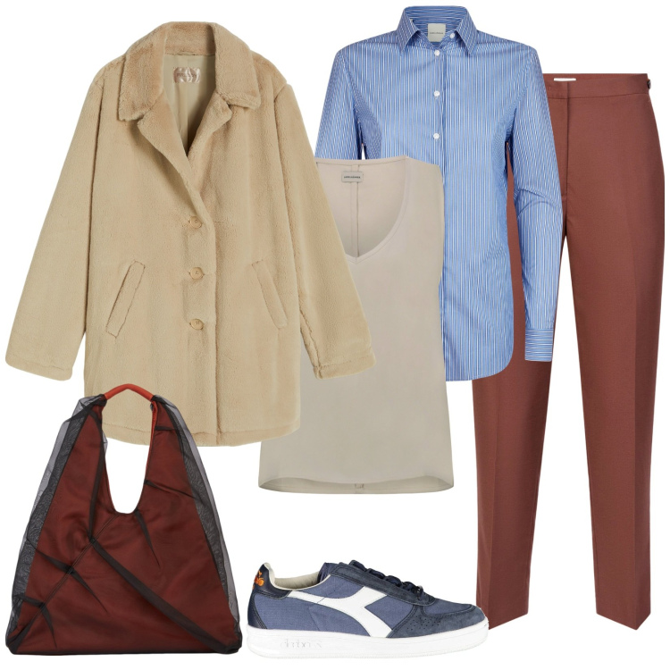 Outfit donna - Il mio dicembre. Stile Casual per Scuola/Università. Abbinamento con cappotti, top, pantaloni, camicie, sneakers, shopping bag.