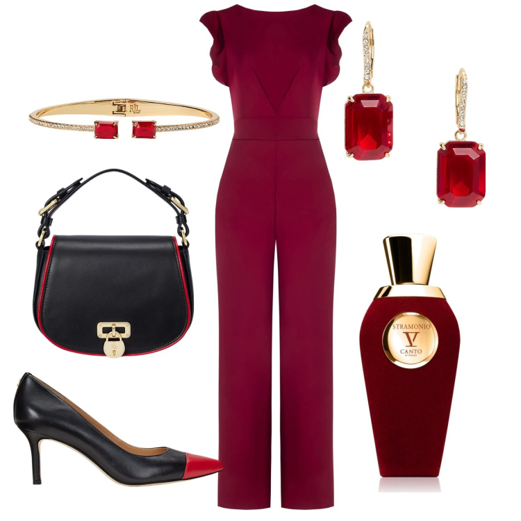Outfit donna - Total look #2023301. Stile Chic per Cerimonia. Abbinamento con profumi, tute, borse a tracolla, orecchini, braccialetti, décolleté.