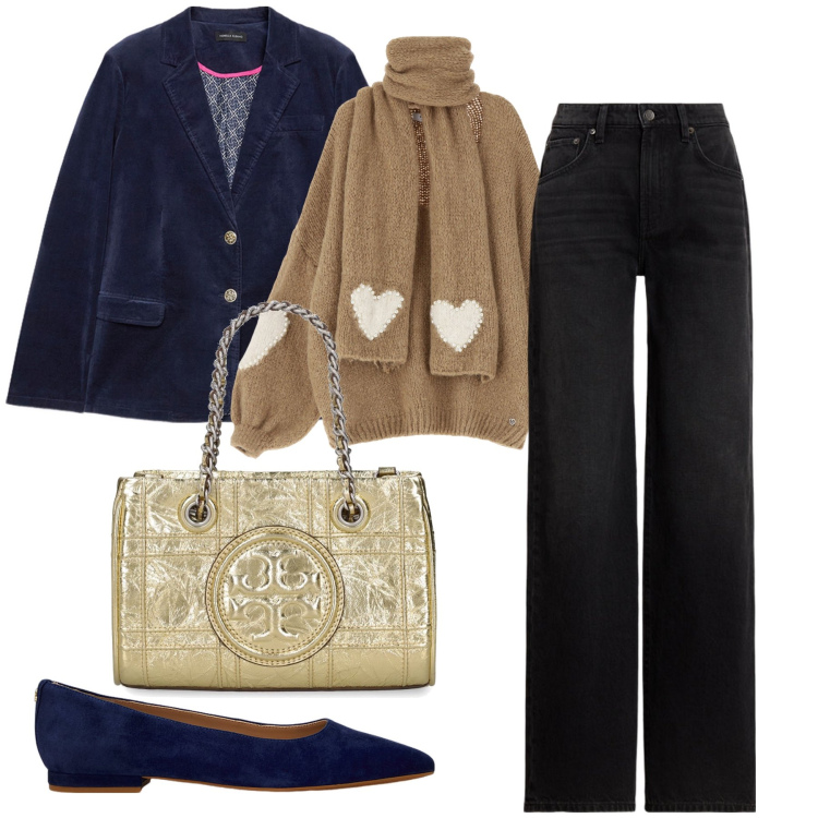 Outfit donna - La maglia con la sciarpa. Stile Bon Ton per Ufficio. Abbinamento con blazer, maglieria, ballerine, jeans, borse a mano.