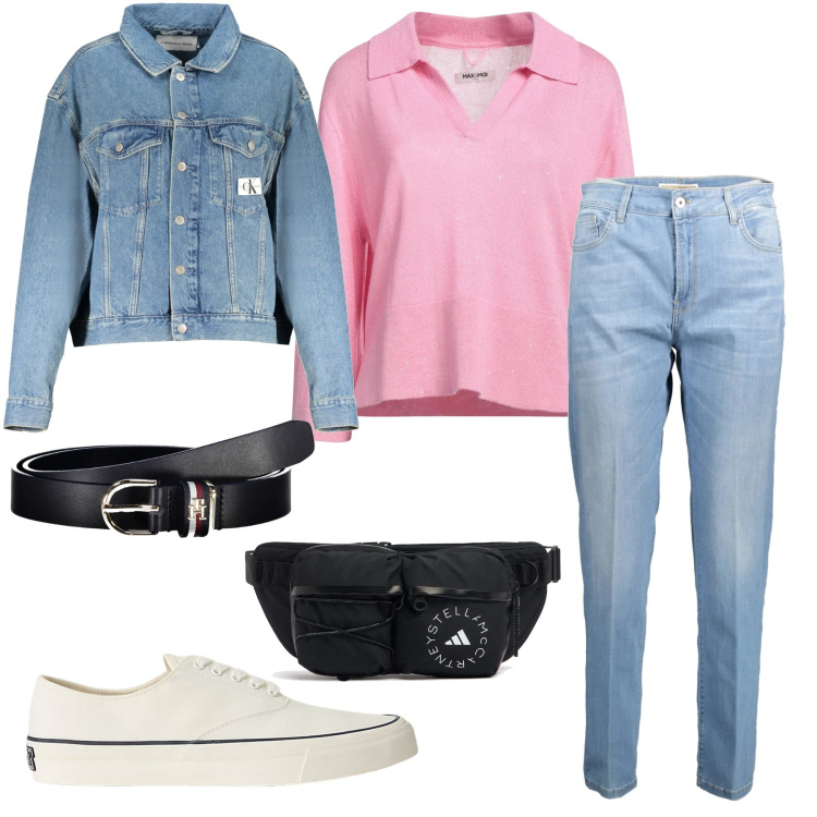 Outfit donna - Casual per tutti i giorni. Stile Casual per Tutti i giorni. Abbinamento con pullovers, sneakers, jeans, blazer, cinture, marsupi.