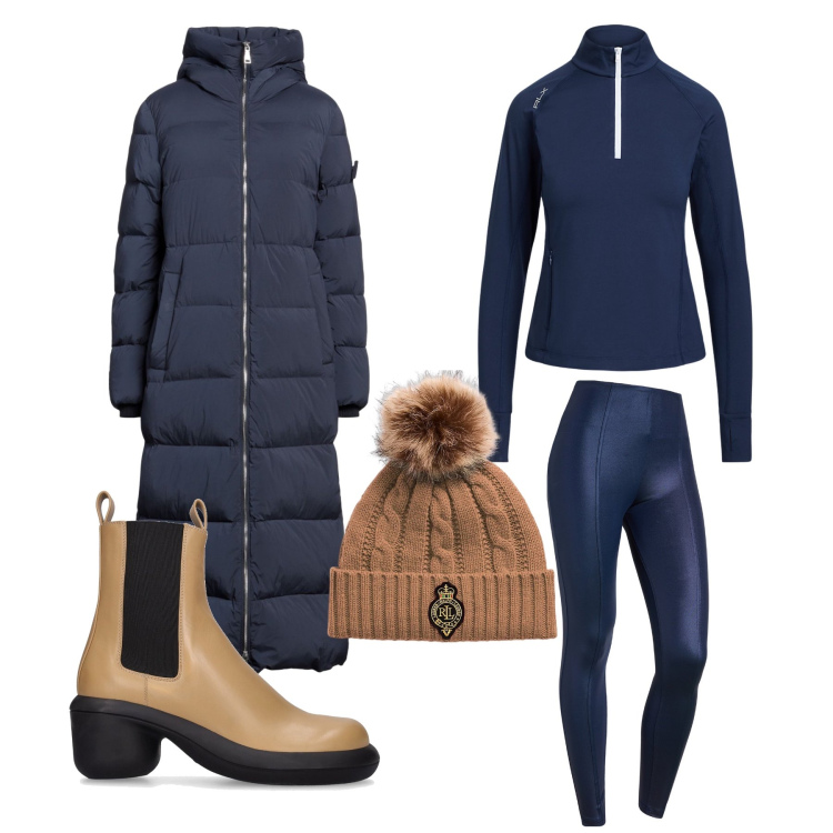 Outfit donna - Un caffè a foppolo. Stile Sporty chic per Tutti i giorni. Abbinamento con piumini, pantaloni skinny, pullovers, berretti, stivaletti.