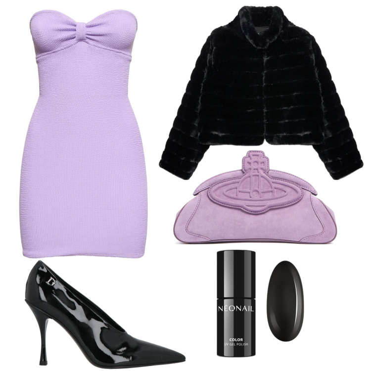 Outfit donna - Lilla. Stile Sexy per Serata fuori. Abbinamento con décolleté, smalti, blazer, vestiti, pochette.