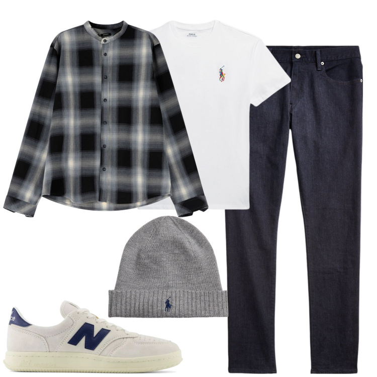Outfit uomo - Casual. Stile Casual per Tutti i giorni. Abbinamento con sneakers, camicie, berretti, jeans, t-shirt.