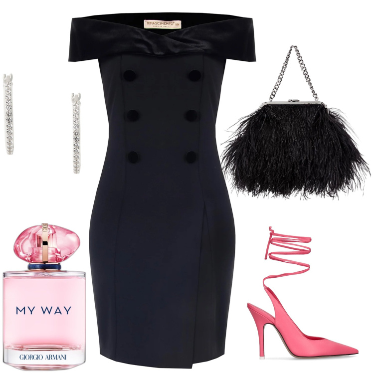 Outfit donna - This is my way. Stile Sexy per Serata fuori. Abbinamento con profumi, vestiti a tubino, orecchini, clutch, décolleté.