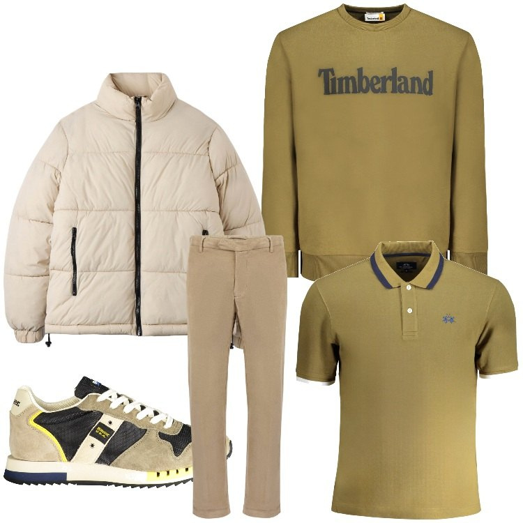 Outfit uomo - Elegante e sportivo. Stile Casual per Tutti i giorni. Abbinamento con piumini, pantaloni, felpe, sneakers, polo.