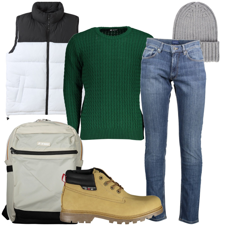 Outfit uomo - La maglia a coste. Stile Urban per Tutti i giorni. Abbinamento con piumini, stivali, jeans slim fit, berretti, maglieria, borse sportive.