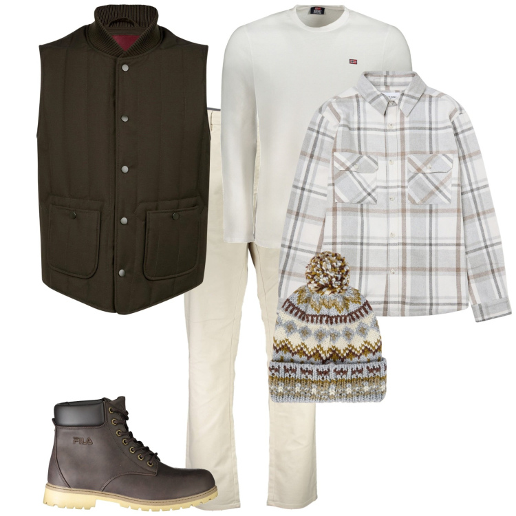 Outfit uomo - Urban classico. Stile Urban per Tutti i giorni. Abbinamento con cappotti, piumini, berretti, pantaloni, t-shirt, stivali.