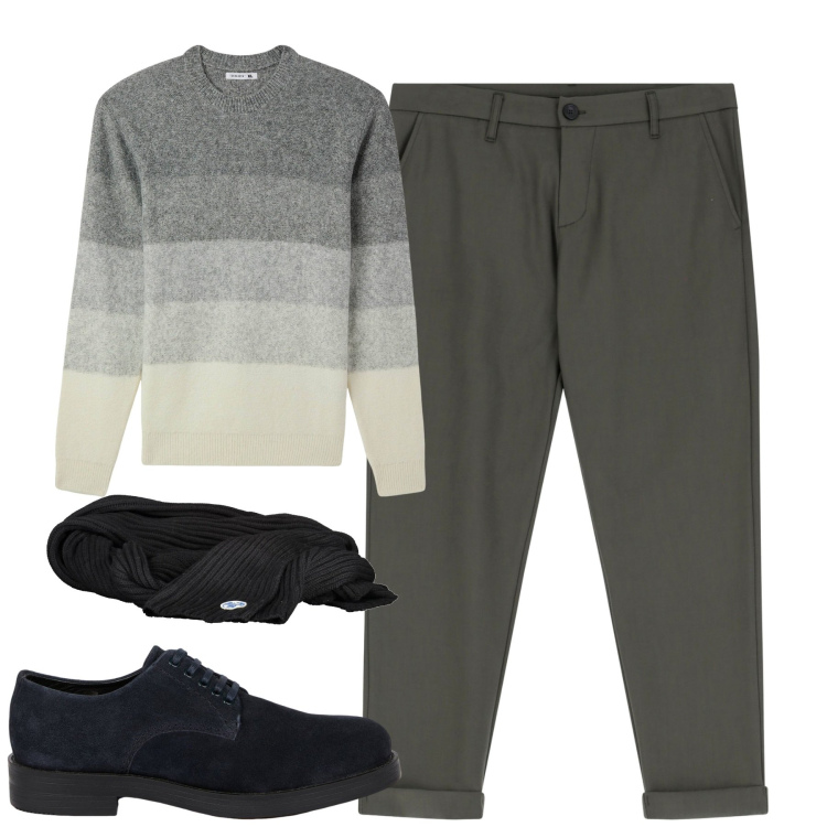 Outfit uomo - Total look #2024515. Stile Urban per Tutti i giorni. Abbinamento con maglieria, pantaloni, scarpe stringate, sciarpe.