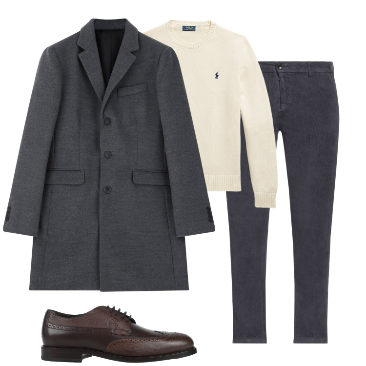Outfit uomo - City. Stile Business/Elegante per Tutti i giorni. Abbinamento con pantaloni, scarpe stringate, cappotti, maglieria.