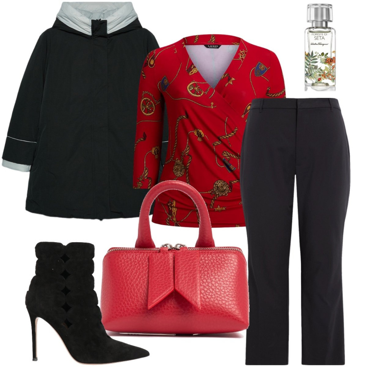 Outfit donna - La maglia alla marinara. Stile Bon Ton per Serata fuori. Abbinamento con stivaletti, profumi, pantaloni, maglieria, piumini, borse a mano.