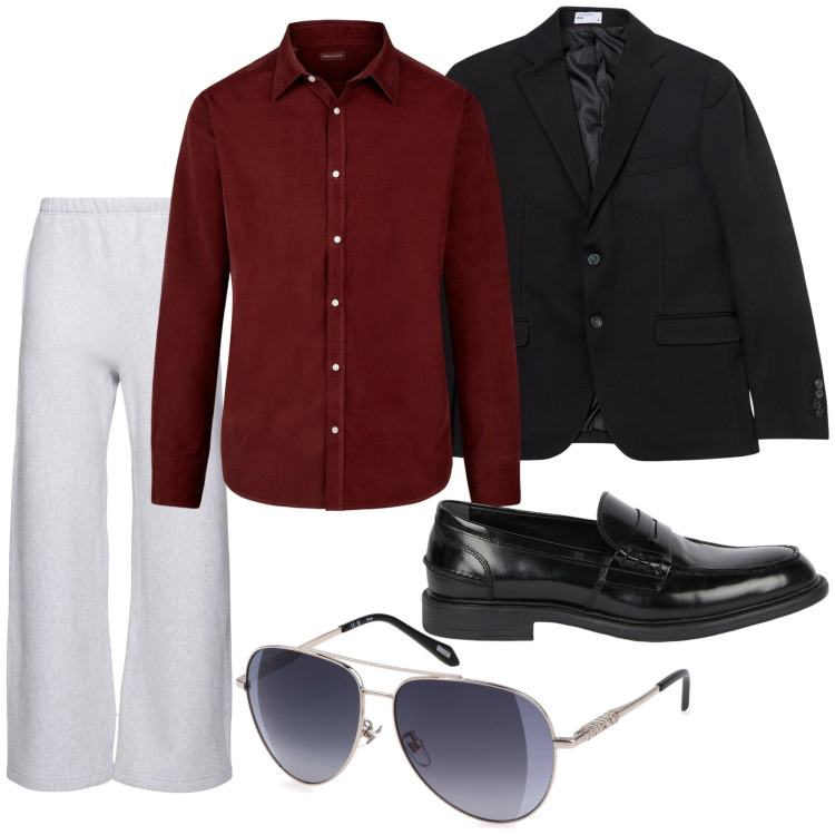 Outfit uomo - Eleganza retrò. Stile Trendy per Tutti i giorni. Abbinamento con giacche, occhiali da sole, scarpe stringate, camicie, pantaloni.