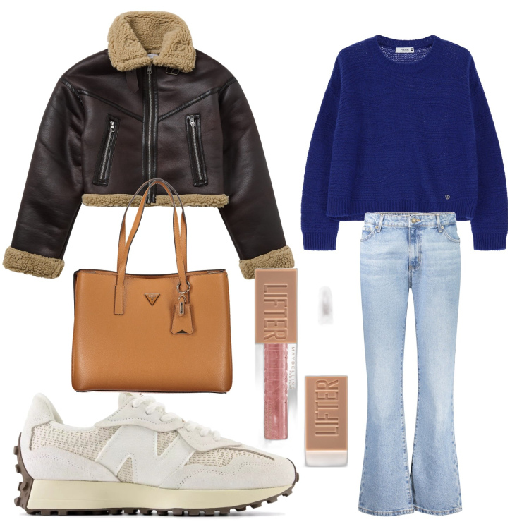 Outfit donna - Giacca imbottita. Stile Casual per Tutti i giorni. Abbinamento con gloss, blazer, pullovers, sneakers, jeans dritti, borse a spalla.