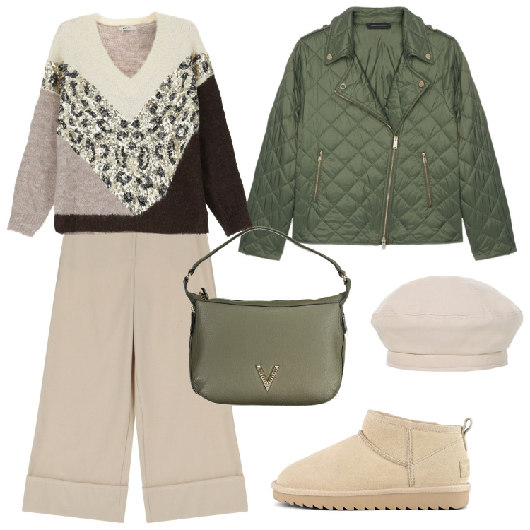 Outfit donna - Il mio dicembre. Stile Casual chic per Tutti i giorni. Abbinamento con maglieria, pantaloni, cappelli e berretti, stivali, piumini, borse a spalla.