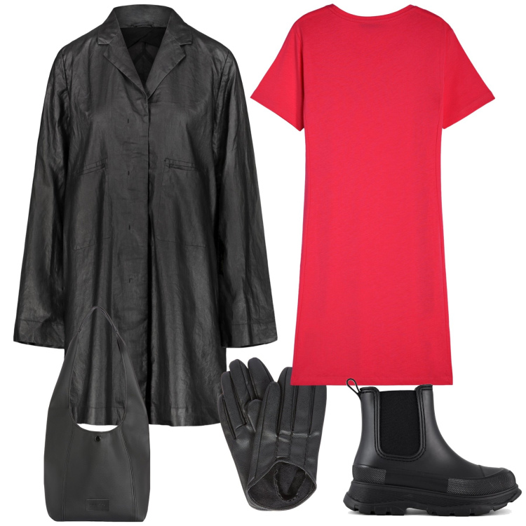 Outfit donna - Natale dai miei cari. Stile Urban per Tutti i giorni. Abbinamento con borse a spalla, vestiti, stivali, trench, guanti.