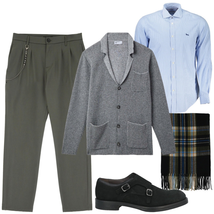 Outfit uomo - City. Stile Urban per Tutti i giorni. Abbinamento con scarpe stringate, giacche, pantaloni, sciarpe, camicie.