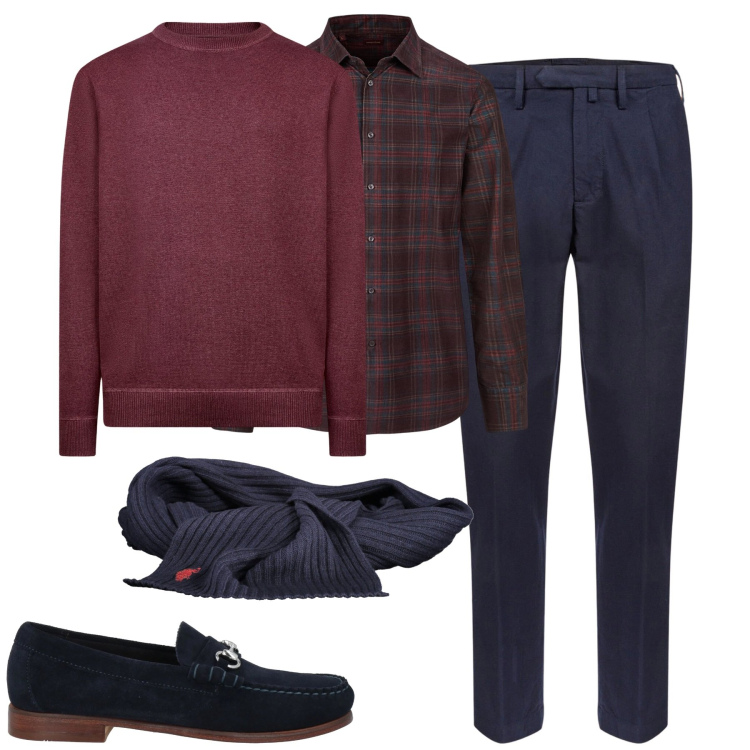 Outfit uomo - City. Stile Urban per Tutti i giorni. Abbinamento con scarpe stringate, camicie, pantaloni, maglieria, sciarpe.