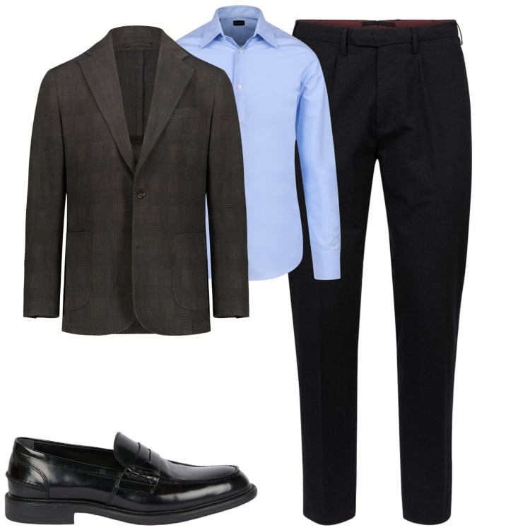 Outfit uomo - Business. Stile Business/Elegante per Tutti i giorni. Abbinamento con giacche, pantaloni, camicie, scarpe stringate.