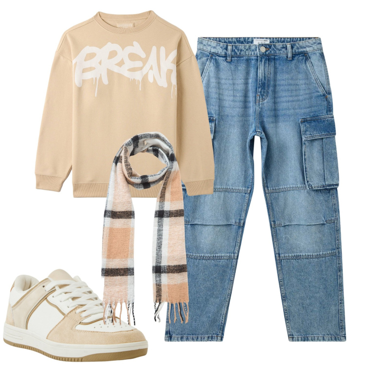 Outfit uomo - Terranova. Stile Casual per Tutti i giorni. Abbinamento con sneakers, felpe, sciarpe, jeans.