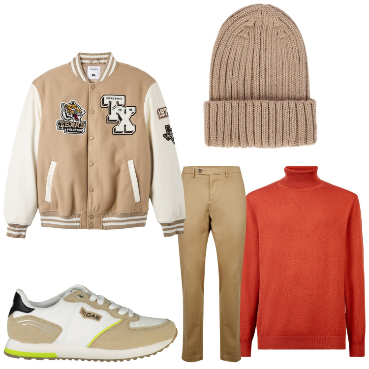 Outfit uomo - Natale facile. Stile Casual per Tutti i giorni. Abbinamento con bomber, maglieria, berretti, sneakers, pantaloni chino.