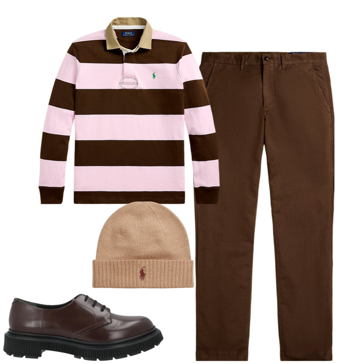 Outfit uomo - Total look #2025297. Stile Urban per Tutti i giorni. Abbinamento con scarpe stringate, berretti, pantaloni, maglieria.
