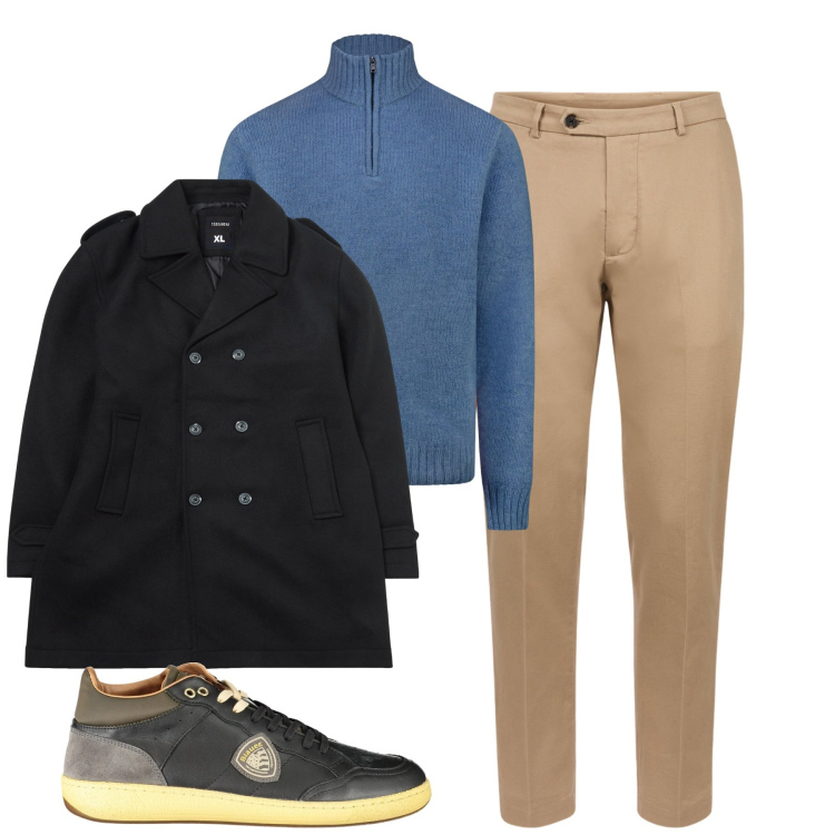 Outfit uomo - City. Stile Urban per Tutti i giorni. Abbinamento con cappotti, maglieria, sneakers, pantaloni.