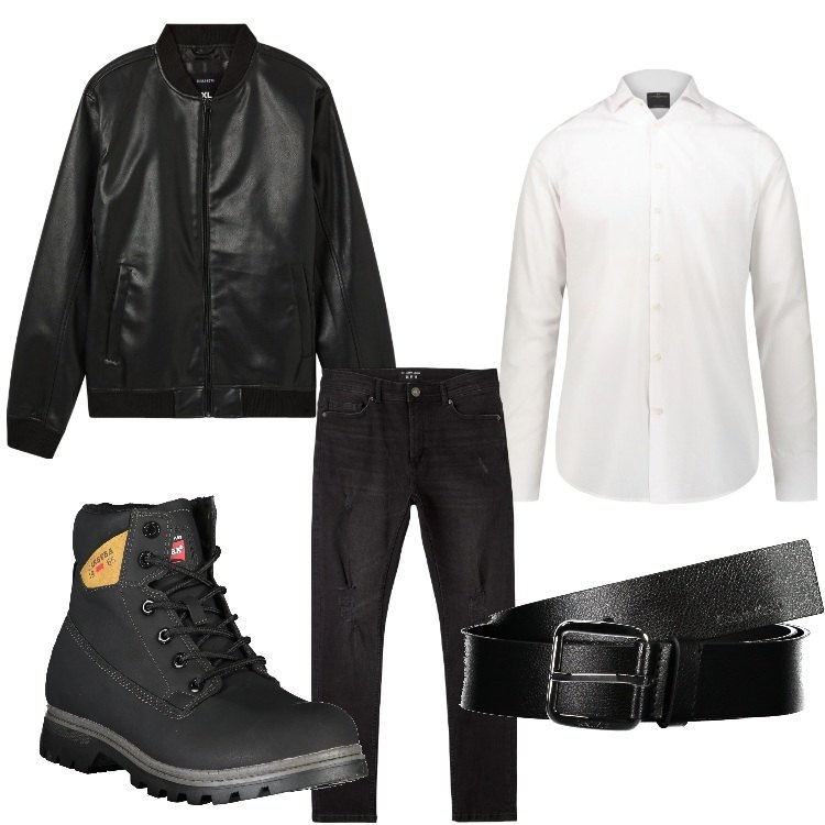Outfit uomo - Un Natale rock. Stile Biker Rock per Tutti i giorni. Abbinamento con bomber, jeans strappati, camicie, cinture, stivali.
