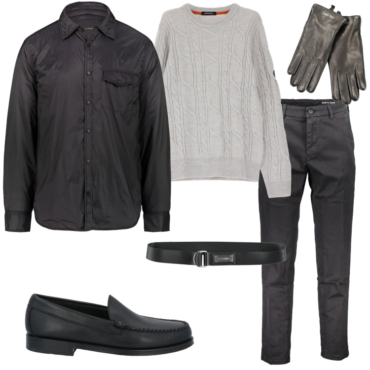 Outfit uomo - Dettagli in pelle. Stile Urban per Serata speciale. Abbinamento con cinture, scarpe stringate, maglieria, giacche, pantaloni, guanti.