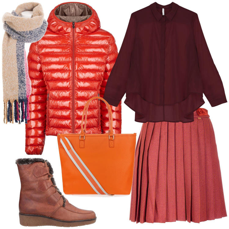 Outfit donna - Ultime commissioni per la festa. Stile Trendy per Tutti i giorni. Abbinamento con stivaletti, sciarpe, borse tote, gonne, camicie, blazer.