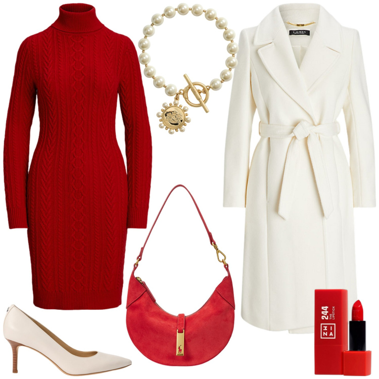 Outfit donna - Rosso a dicembre! - @laurafo. Stile Chic per Tutti i giorni. Abbinamento con rossetti, cappotti, braccialetti, vestiti, borse a spalla, décolleté.
