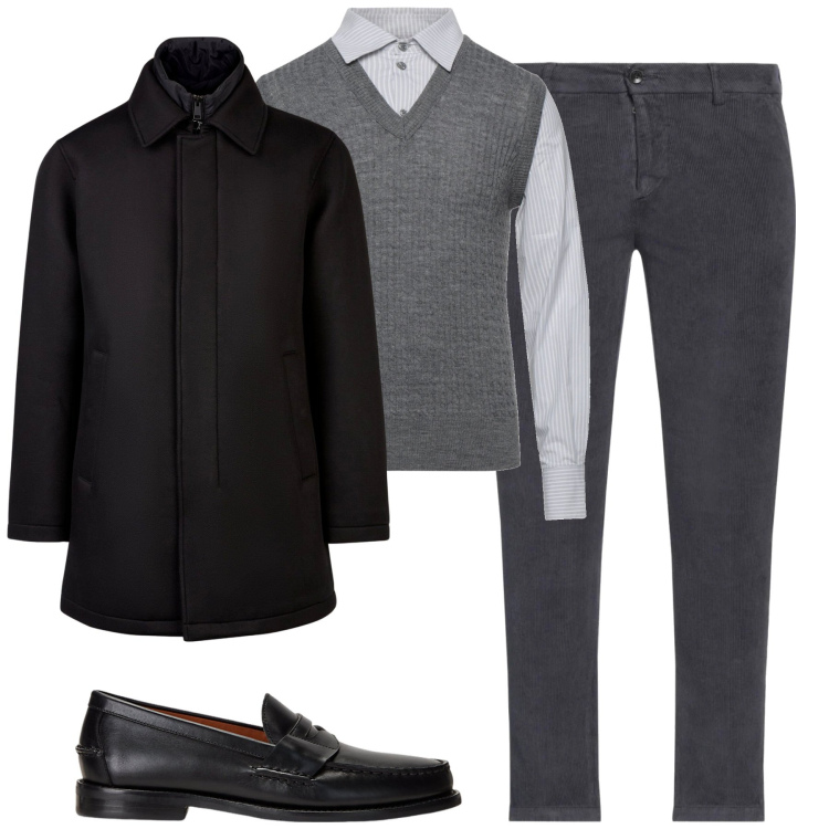 Outfit uomo - Elegante. Stile Business/Elegante per Tutti i giorni. Abbinamento con pantaloni, pullovers, scarpe stringate, cappotti.