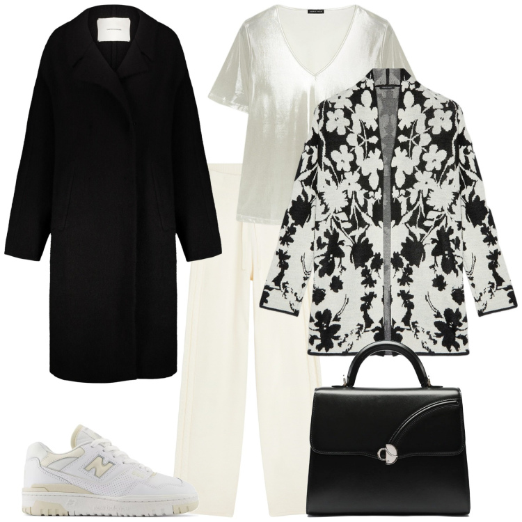 Outfit donna - Total look #2025470. Stile Trendy per Tutti i giorni. Abbinamento con sneakers, pantaloni, cappotti, cardigans, t-shirt, borse a mano.