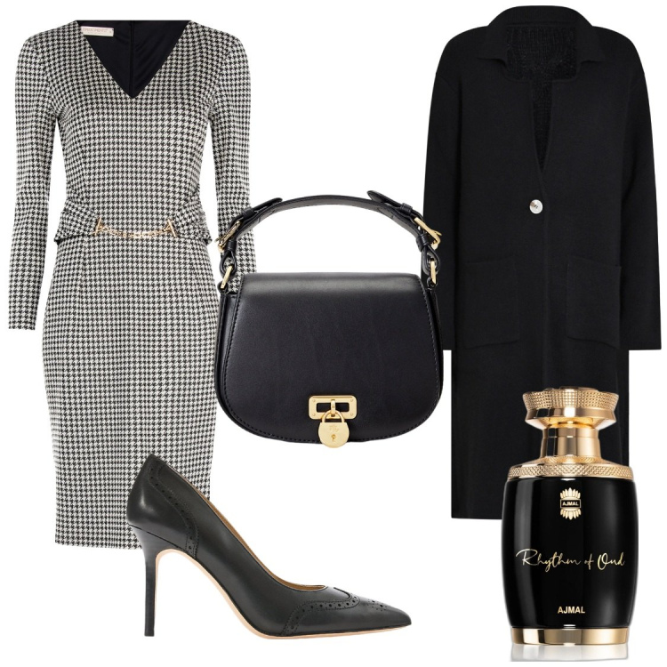 Outfit donna - Cena fuori. Stile Bon Ton per Serata fuori. Abbinamento con profumi, vestiti midi/longuette, cardigans, borse a tracolla, décolleté.