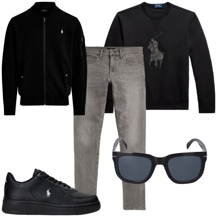 Outfit uomo - Stemma in pelle. Stile Trendy per Tutti i giorni. Abbinamento con sneakers, bomber, jeans, felpe, occhiali da sole.