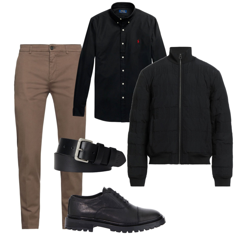 Outfit uomo - Nero e biscotto. Stile Urban per Serata speciale. Abbinamento con giacche, pantaloni, scarpe stringate, camicie, cinture.