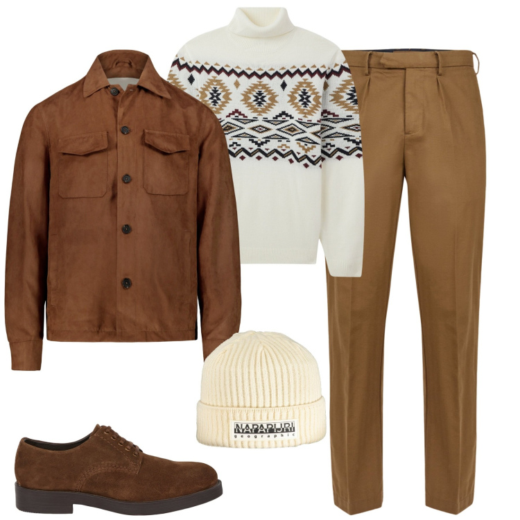 Outfit uomo - Dicembre. Stile Urban per Tutti i giorni. Abbinamento con maglieria, pantaloni, giacche, berretti, scarpe stringate.