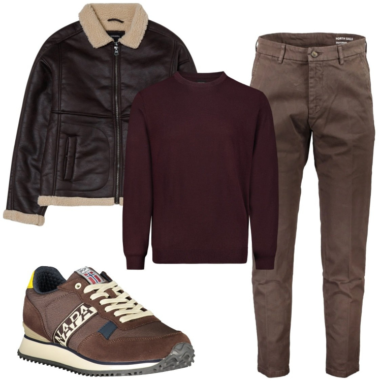 Outfit uomo - Total look #2025663. Stile Trendy per Tutti i giorni. Abbinamento con giacche, maglieria, sneakers, pantaloni.