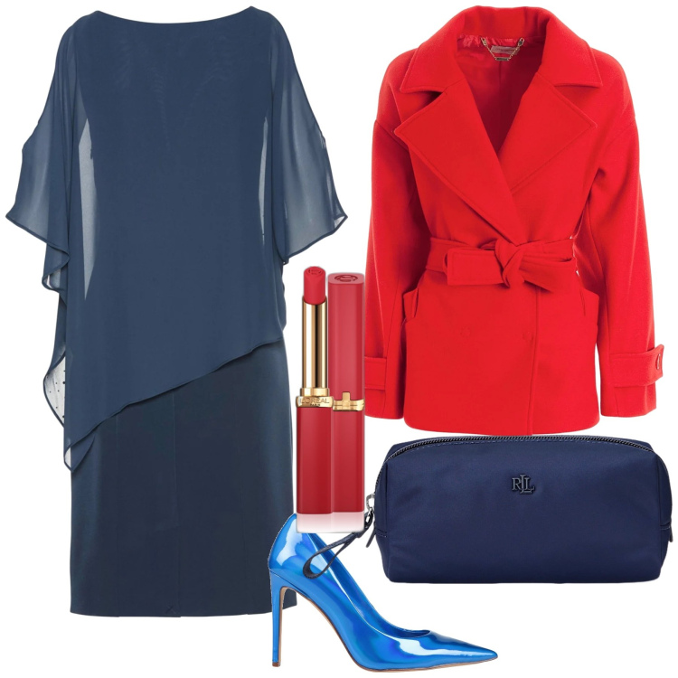 Outfit donna - L abito elegante. Stile Chic per Serata fuori. Abbinamento con vestiti a tubino, décolleté, rossetti, cappotti, pochette.
