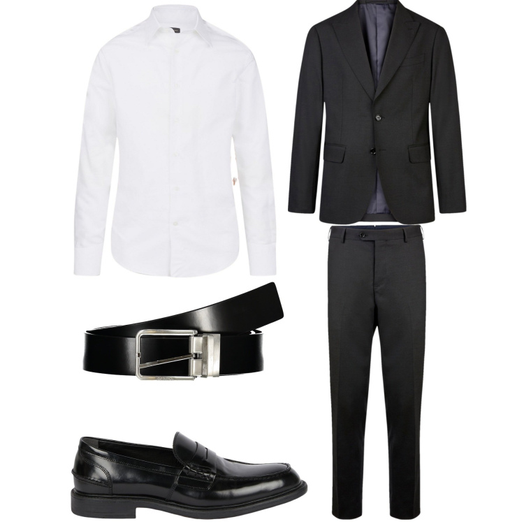 Outfit uomo - Serata. Stile Business/Elegante per Serata speciale. Abbinamento con camicie, abiti, cinture, scarpe stringate.