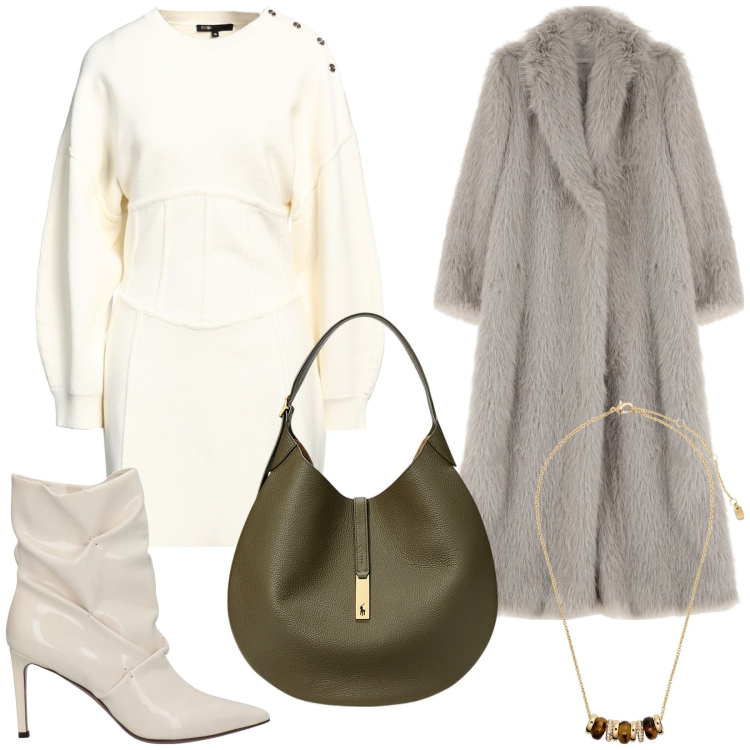 Outfit donna - Total look #2025899. Stile Trendy per Serata fuori. Abbinamento con stivaletti, vestiti corti, ecopellicce, collane, borse a spalla.