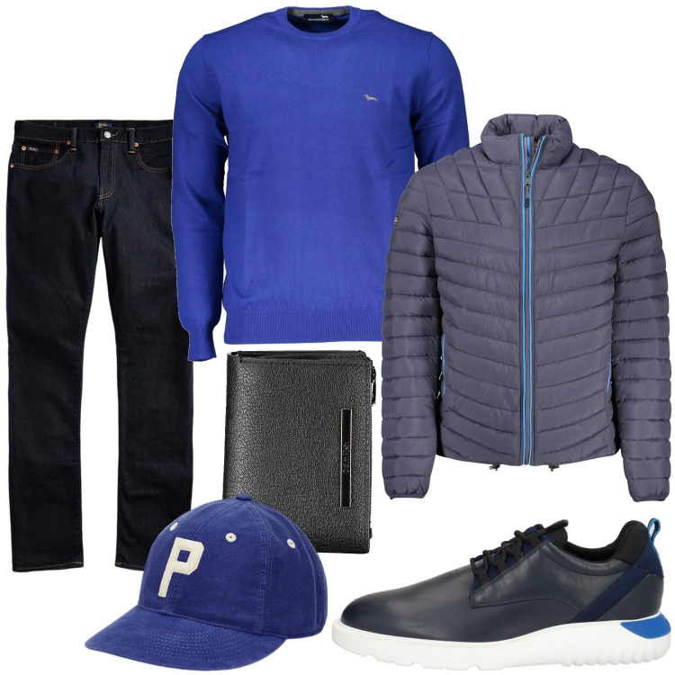 Outfit uomo - Tranquillo e. Stile Urban per Tutti i giorni. Abbinamento con sneakers, jeans, cappelli, maglieria, giacche, portafogli.
