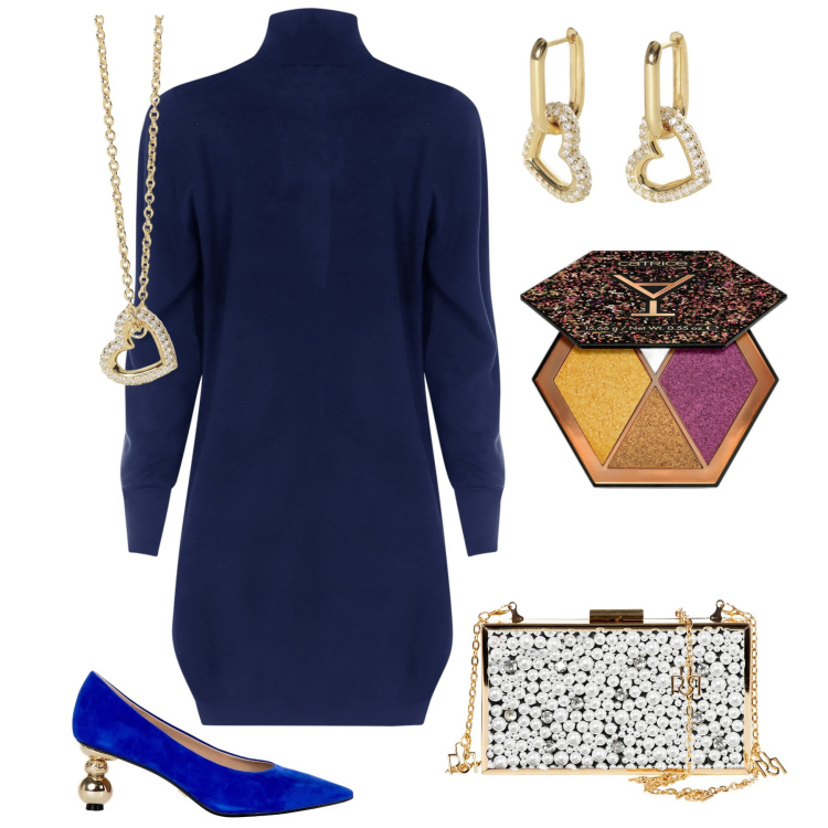 Outfit donna - Nella semplicità l\'eleganza.. Stile Glamour per Serata fuori. Abbinamento con ombretti, orecchini, collane, décolleté, pochette, vestiti.
