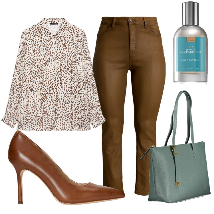 Outfit donna - Total look #2026105. Stile Bon Ton per Ufficio. Abbinamento con profumi, décolleté, jeans dritti, borse a spalla, camicie.