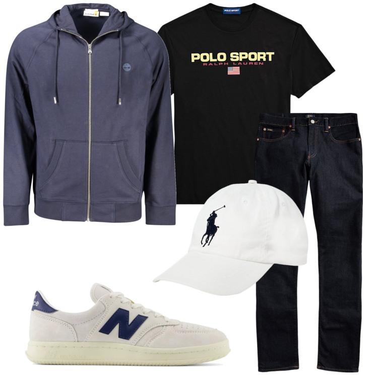 Outfit uomo - Total look #2026115. Stile Casual per Tutti i giorni. Abbinamento con sneakers, jeans, cappelli, t-shirt, felpe.