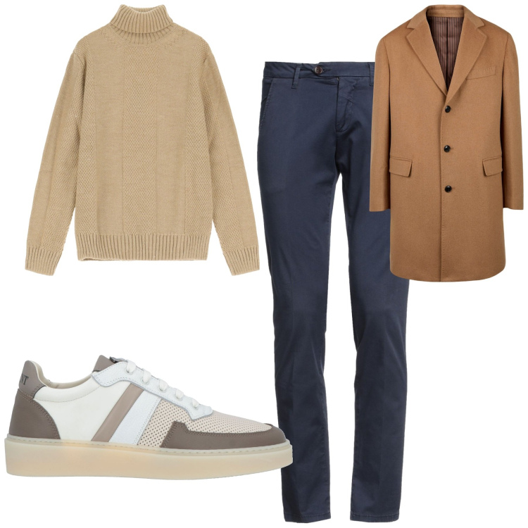 Outfit uomo - Serata in citta. Stile Urban per Tutti i giorni. Abbinamento con sneakers, pantaloni, maglieria, cappotti.