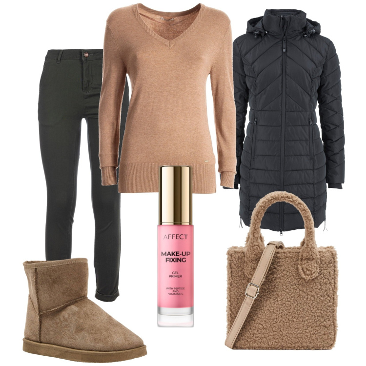 Outfit donna - Total look #2026286. Stile Casual per Tutti i giorni. Abbinamento con blazer, primer, shopping bag, stivaletti, pantaloni, maglieria.